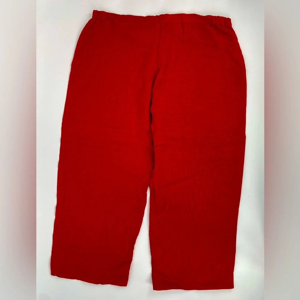 FLAX Red Linen Wide Leg Cropped Pants Size Medium - Picture 6 of 6